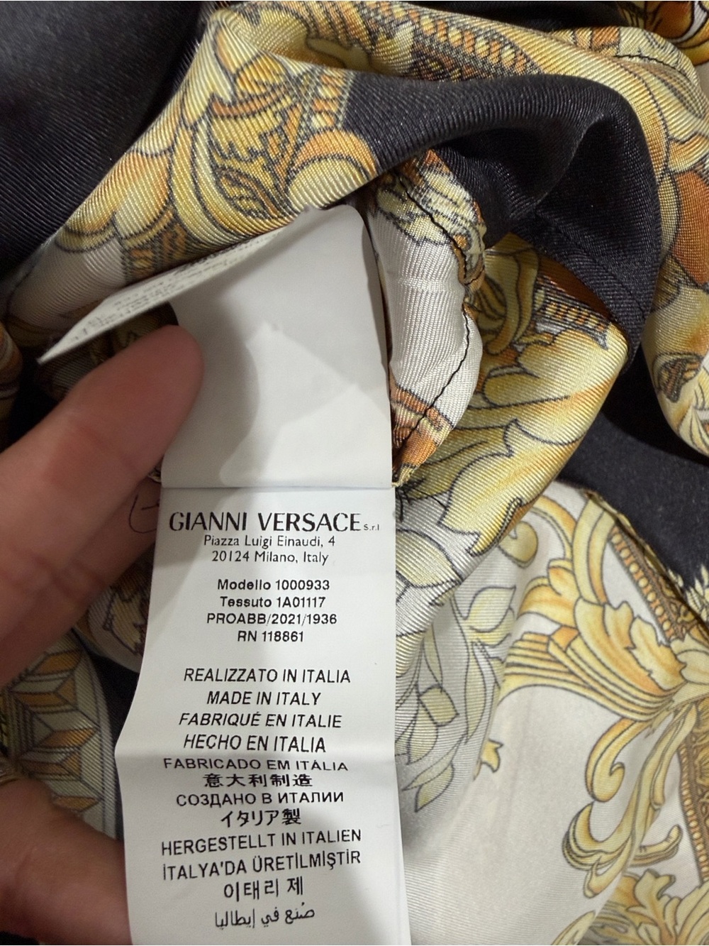 Versace Floral Silk Dress in Black, Gold and Cream - Picture 10 of 11